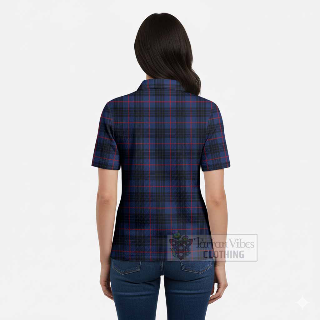 Morgan Tartan Women’s Polo Sweater Top with Family Crest