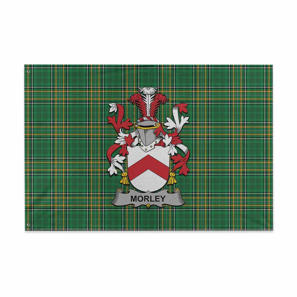Tartan Vibes Clothing Morley Irish Clan Tartan House Flag with Coat of Arms