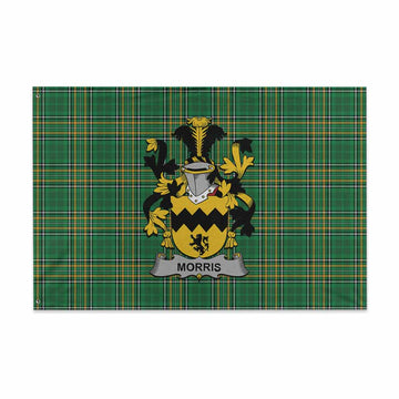 Morris Irish Clan Tartan House Flag with Coat of Arms