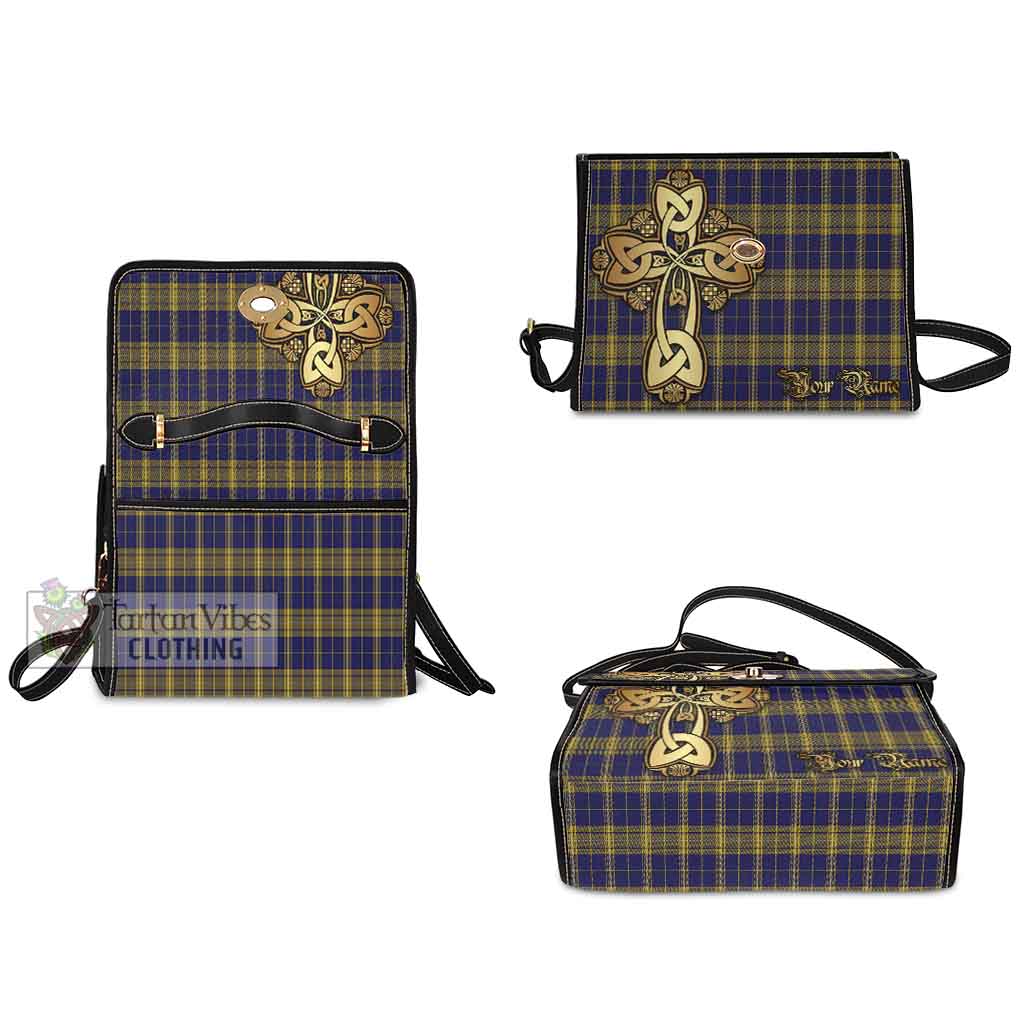 Tartan Vibes Clothing Morris of Wales Tartan Waterproof Canvas Bag Golden Thistle Celtic Cross Style