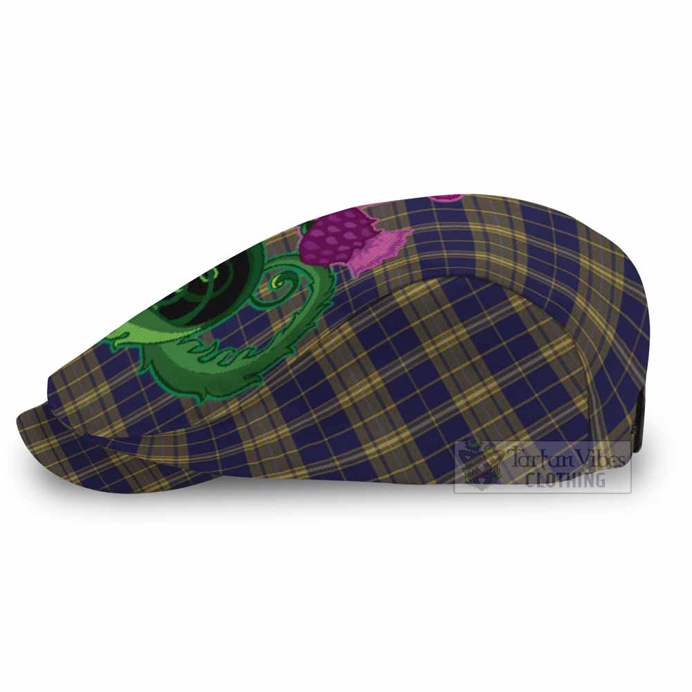 Morris of Wales Tartan Flat Cap, Jeff Cap Traditional Scottish Thistle