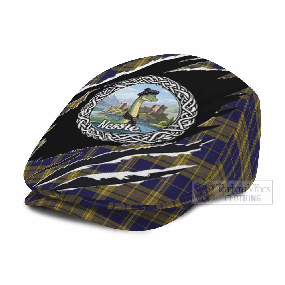 Morris of Wales Tartan Loch Ness Monster Flat Cap, Jeff Cap Celtic Knot Nessie Art