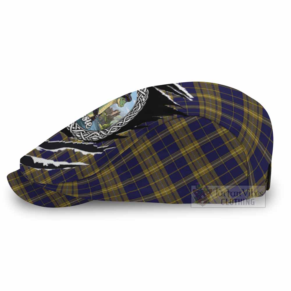 Morris of Wales Tartan Loch Ness Monster Flat Cap, Jeff Cap Celtic Knot Nessie Art