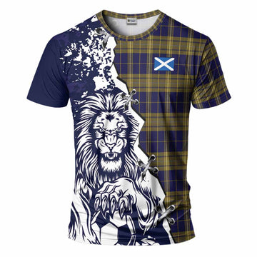 Morris of Wales Tartan Scottish T-Shirt Angry Lion With Soccer Ball Style