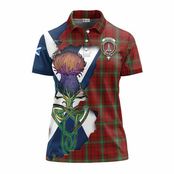 Morrison Tartan Family Crest Women's Polo Shirt Scottish Thistle Celtic Inspired