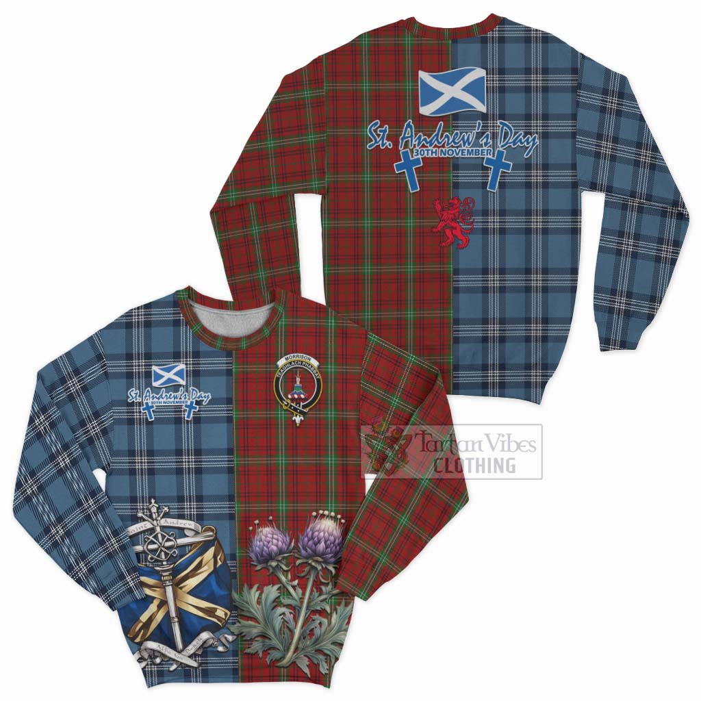 Tartan Vibes Clothing Morrison Tartan Sweatshirt Happy St. Andrew's Day Half Tartan Style