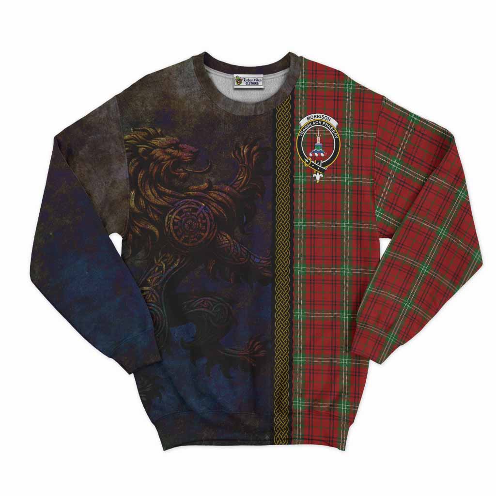 Tartan Vibes Clothing Morrison Tartan Family Crest Sweatshirt Alba Gu Brath Be Brave Lion Ancient Style