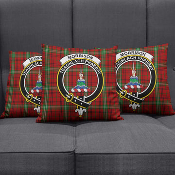 Morrison Tartan Pillow Cover with Family Crest Square Pillow Cover - Tartanvibesclothing
