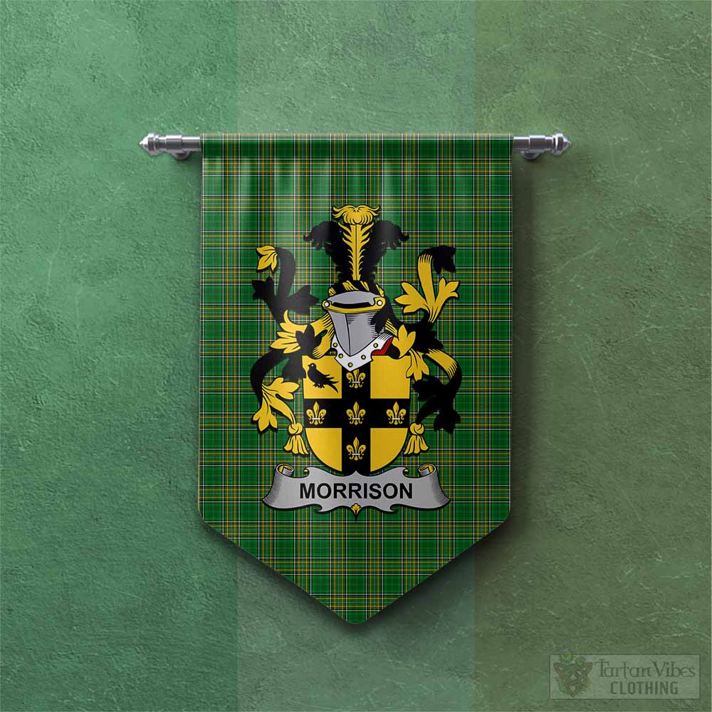 Tartan Vibes Clothing Morrison Irish Clan Tartan Gonfalon, Tartan Banner with Coat of Arms