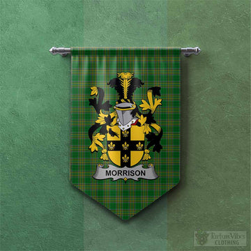 Morrison Irish Clan Tartan Gonfalon, Tartan Banner with Coat of Arms
