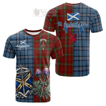 Tartan Vibes Clothing Morrison Tartan Cotton T-shirt Happy St. Andrew's Day Half Tartan Style