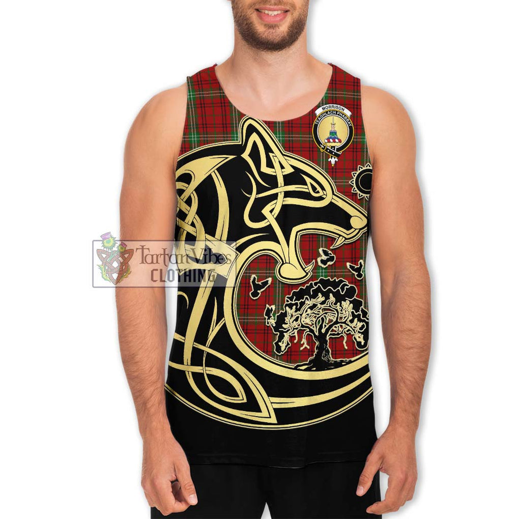 Morrison Tartan Men's Tank Top with Family Crest Celtic Wolf Style Men - Tartan Vibes Clothing