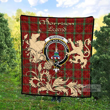 Tartan Vibes Clothing Morrison Tartan Quilt with Family Crest and Scottish Symbol Style