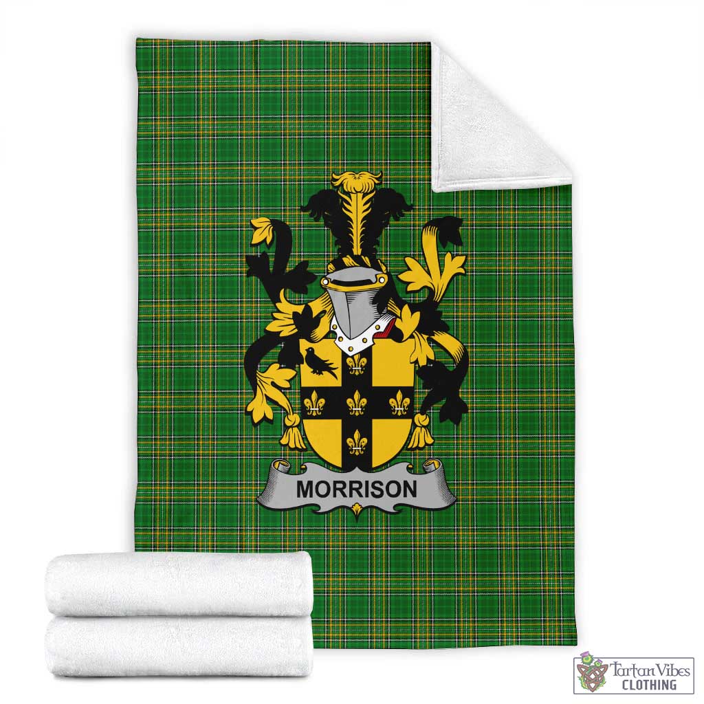 Morrison Irish Clan Tartan Blanket with Coat of Arms X-Large 59 x 79 inches 150 x 200 cm - Tartan Vibes Clothing