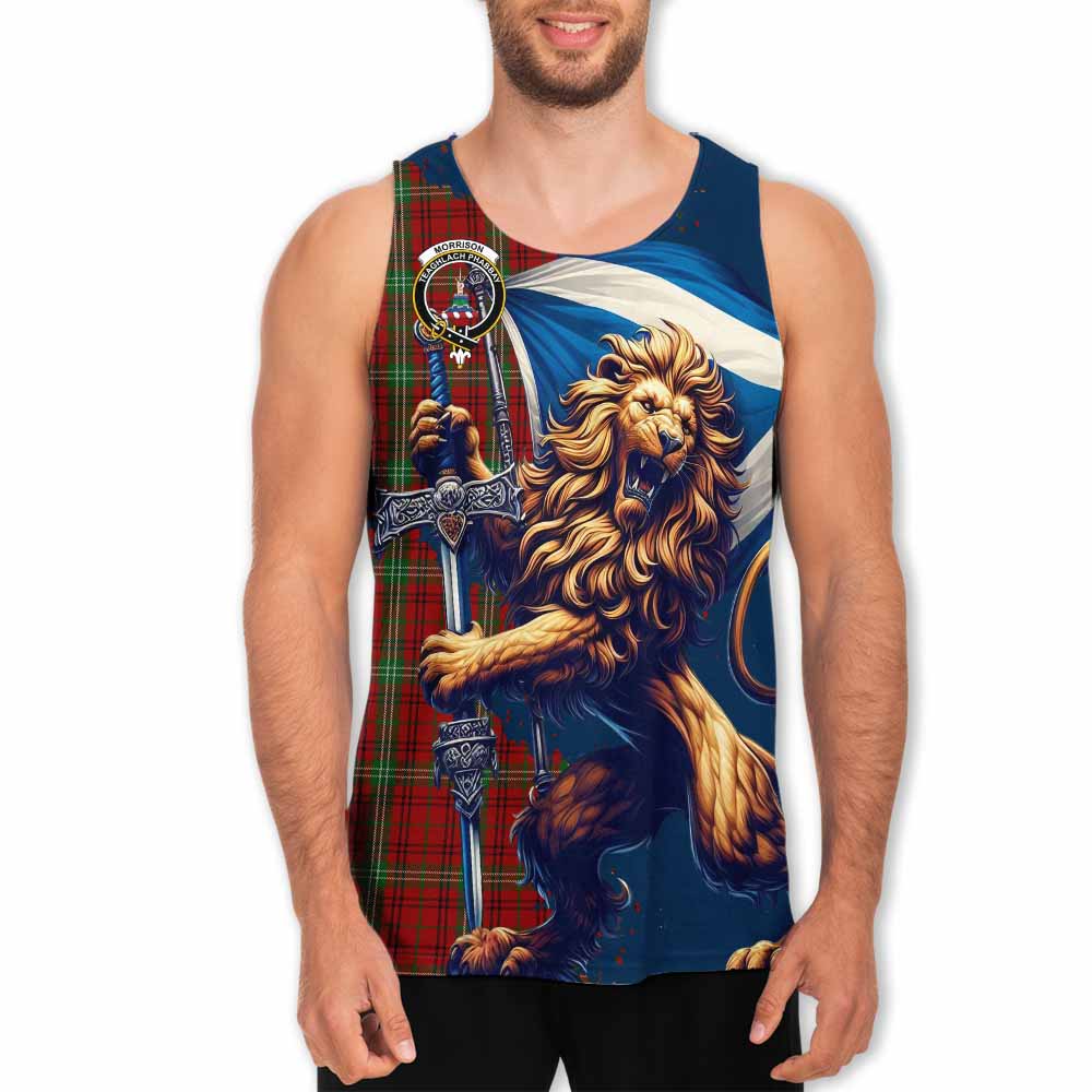 Tartan Vibes Clothing Morrison Tartan Family Crest Men's Tank Top with Scottish Majestic Lion