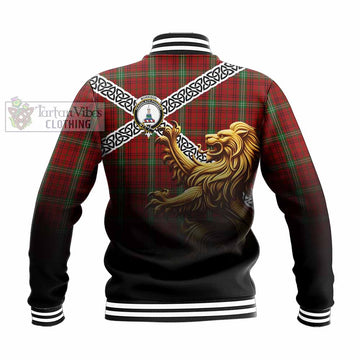 Morrison Crest Tartan Baseball Jacket with Golden Lion Emblem Celtic Style
