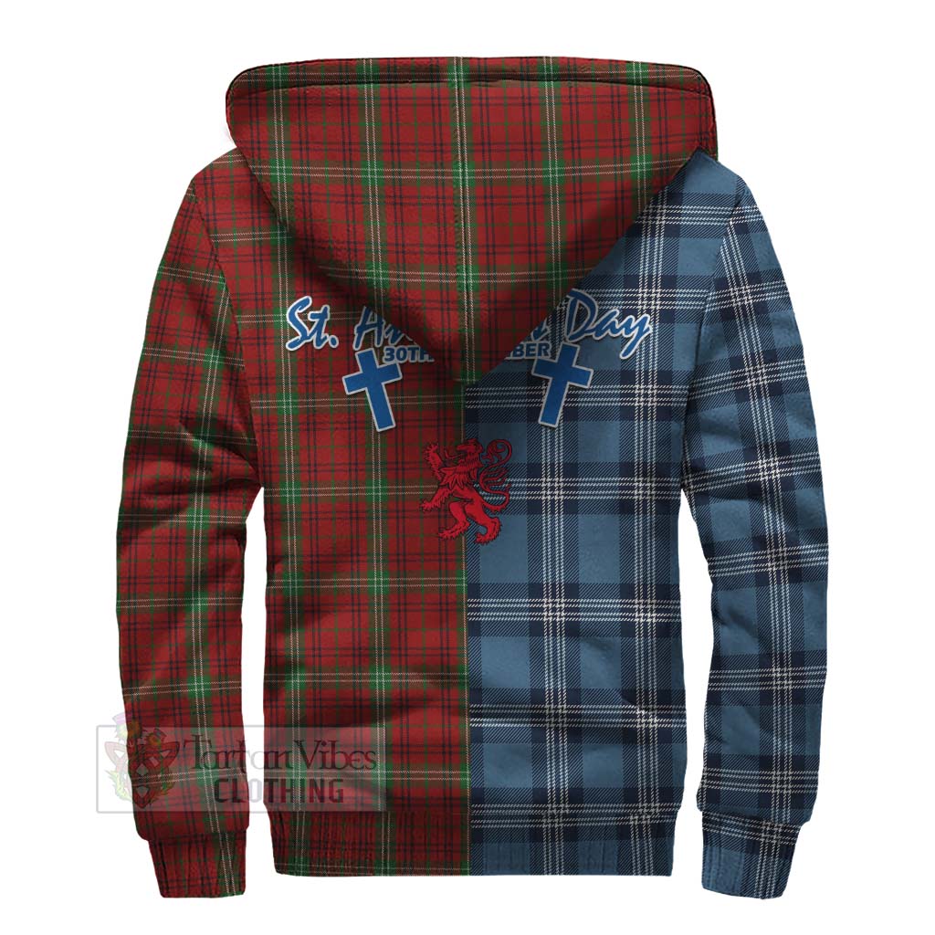 Morrison Tartan Sherpa Hoodie Happy St. Andrew's Day Half Tartan Style - Tartan Vibes Clothing