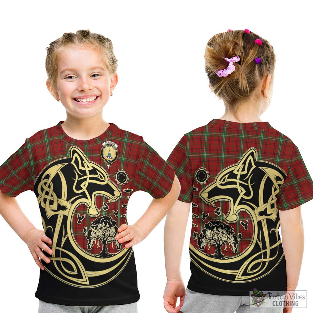 Morrison Tartan Kid T-Shirt with Family Crest Celtic Wolf Style - Tartan Vibes Clothing