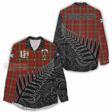 Tartan Vibes Clothing Morrison Crest Tartan Women's Casual Shirt with New Zealand Silver Fern Half Style