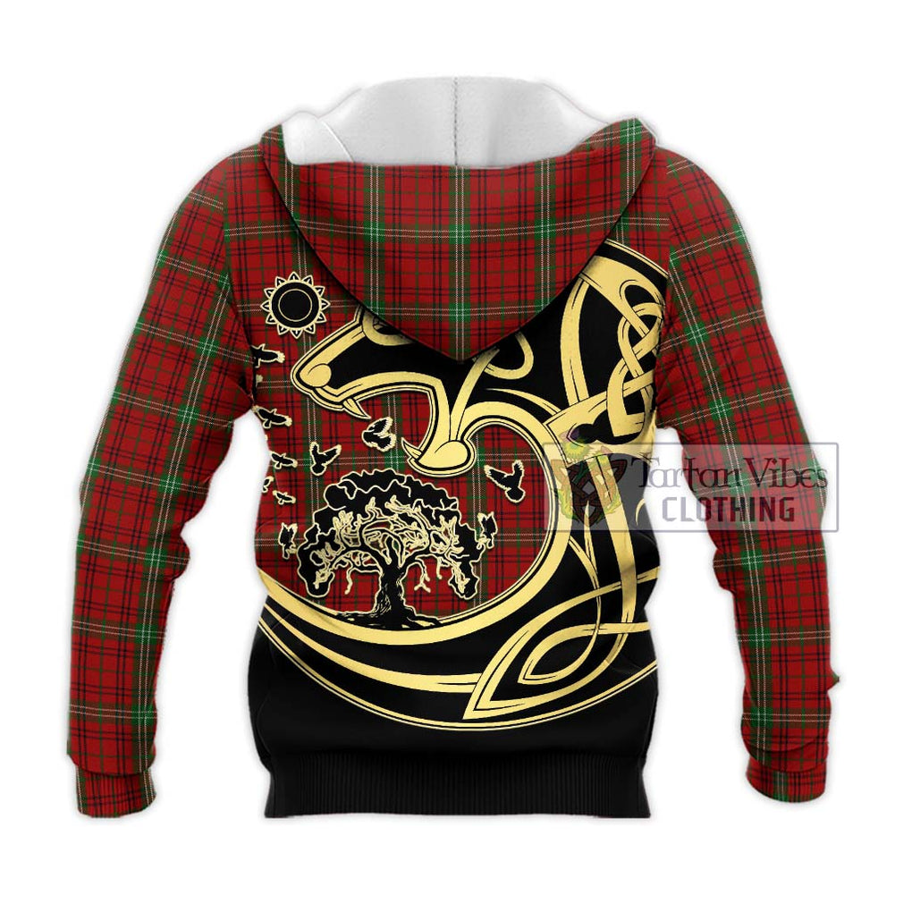 Morrison Tartan Knitted Hoodie with Family Crest Celtic Wolf Style - Tartan Vibes Clothing
