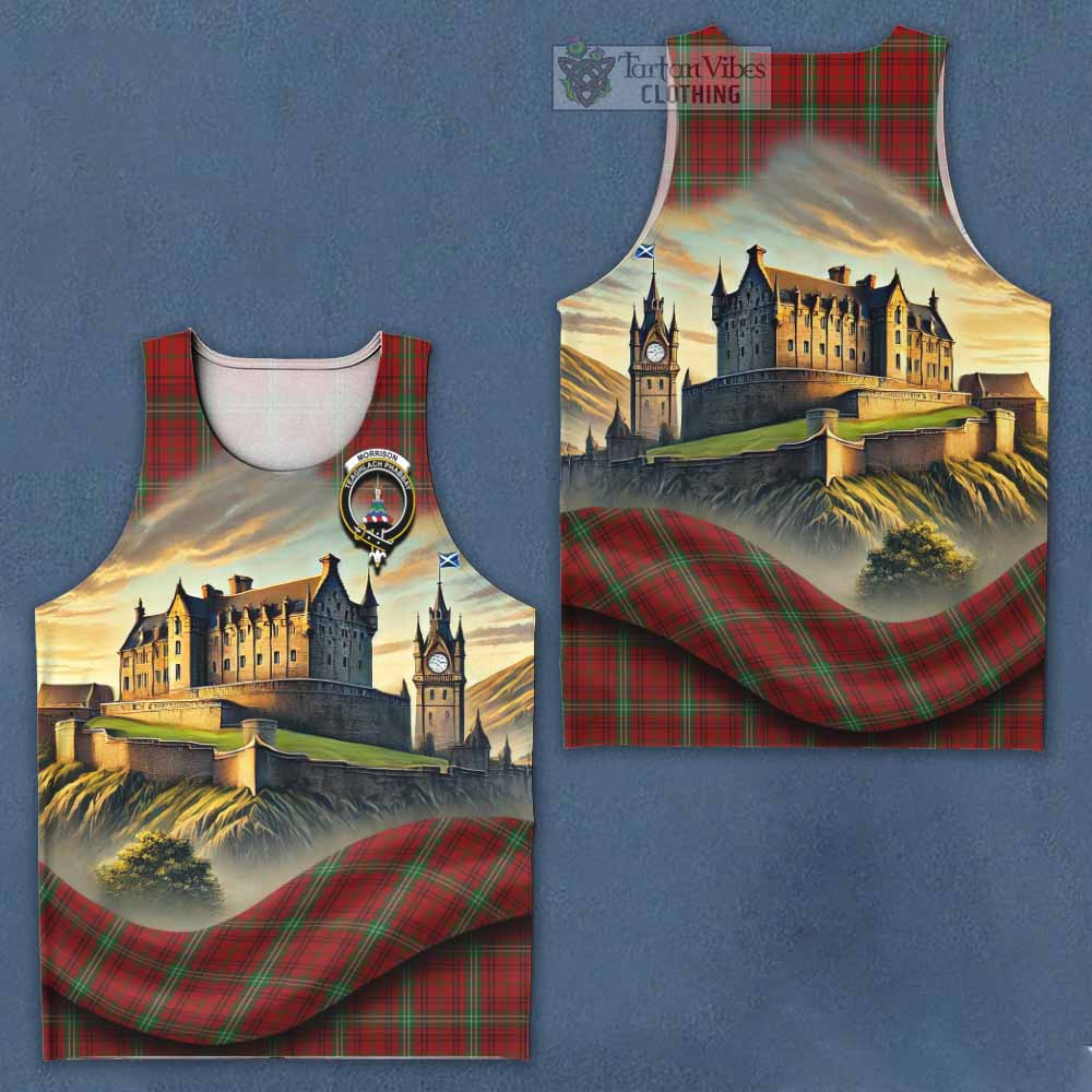Tartan Vibes Clothing Morrison Tartan Family Crest Men's Tank Top with Scottish Ancient Castle Style