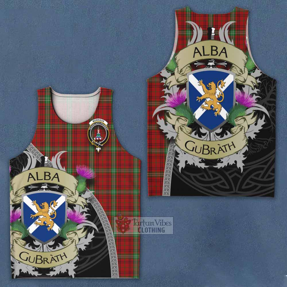 Tartan Vibes Clothing Morrison Tartan Family Crest Men's Tank Top Lion Rampant Royal Thistle Shield Celtic Inspired