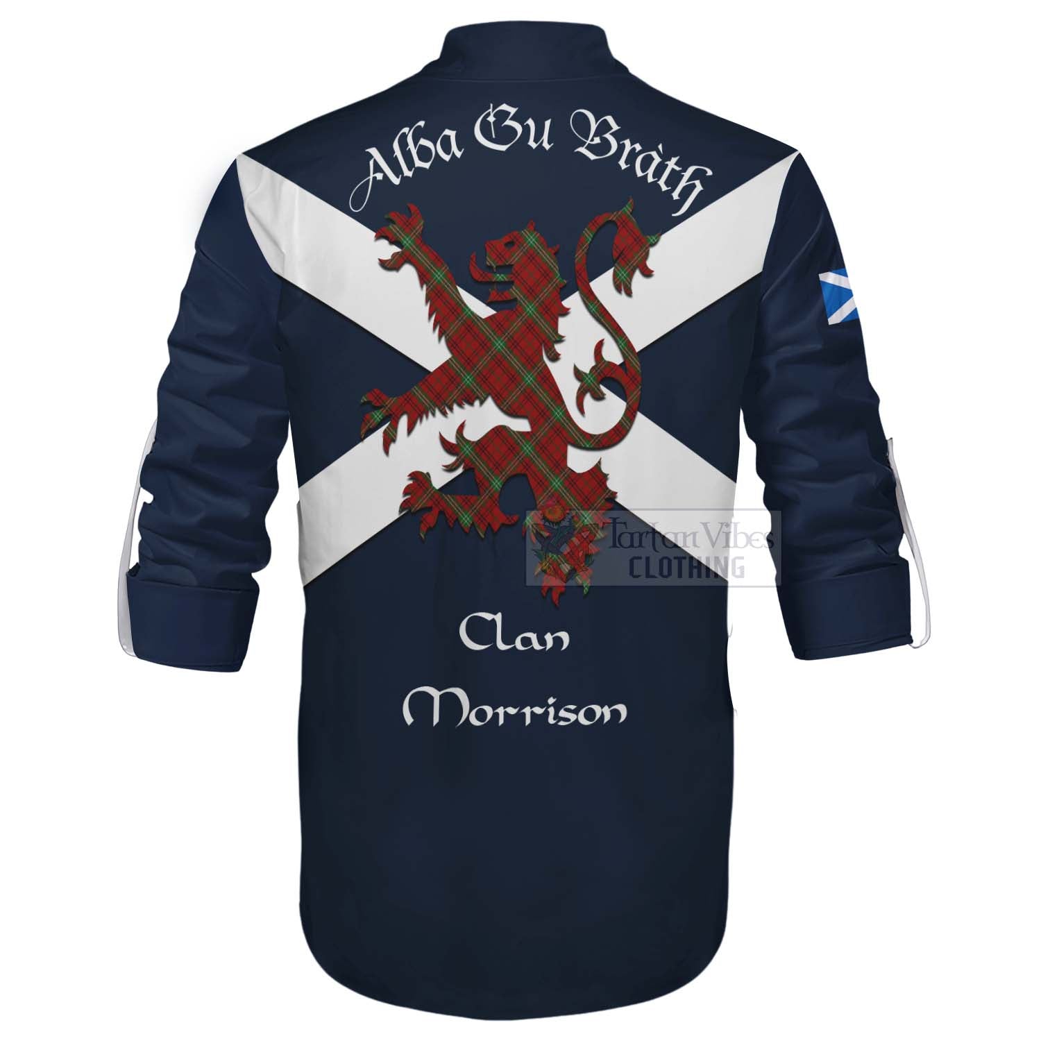 Tartan Vibes Clothing Morrison Tartan Lion Rampant Ghillie Kilt Shirt Proudly Display Your Heritage with Alba Gu Brath and Clan Name