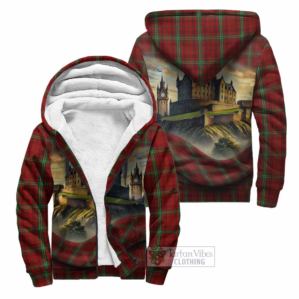 Tartan Vibes Clothing Morrison Tartan Family Crest Sherpa Hoodie with Scottish Ancient Castle Style