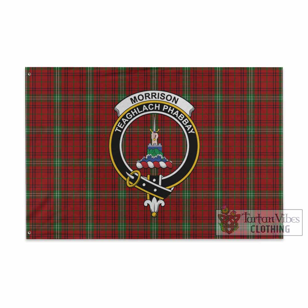 Tartan Vibes Clothing Morrison Tartan House Flag with Family Crest