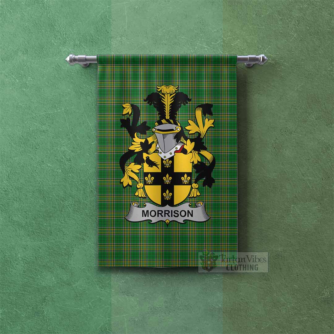 Tartan Vibes Clothing Morrison Irish Clan Tartan Gonfalon, Tartan Banner with Coat of Arms