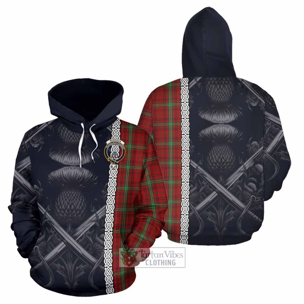 Tartan Vibes Clothing Morrison Tartan Hoodie with Family Crest Cross Sword Thistle Celtic Vibes