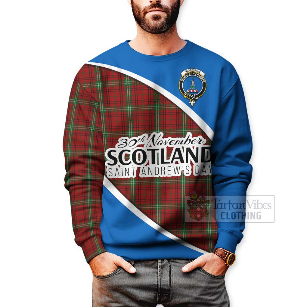 Tartan Vibes Clothing Morrison Family Crest Tartan Sweatshirt Celebrate Saint Andrew's Day in Style