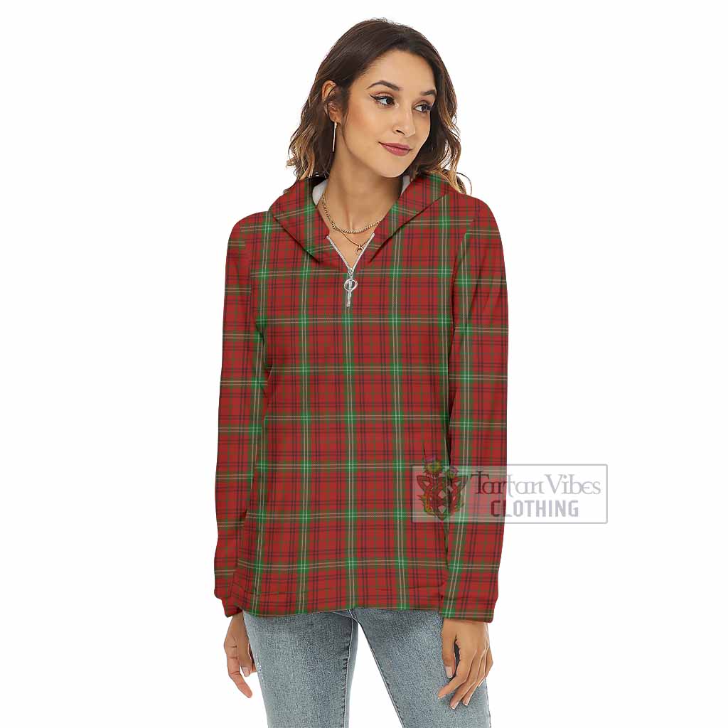 Tartan Vibes Clothing Morrison Tartan Women's Borg  Half Zip Fleece Hoodie