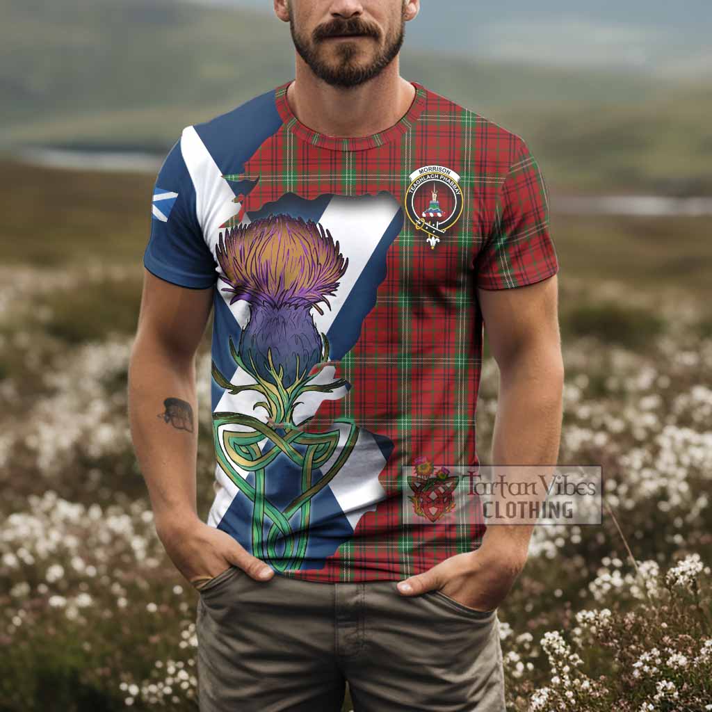 Tartan Vibes Clothing Morrison Tartan Family Crest T-Shirt Scottish Thistle Celtic Inspired