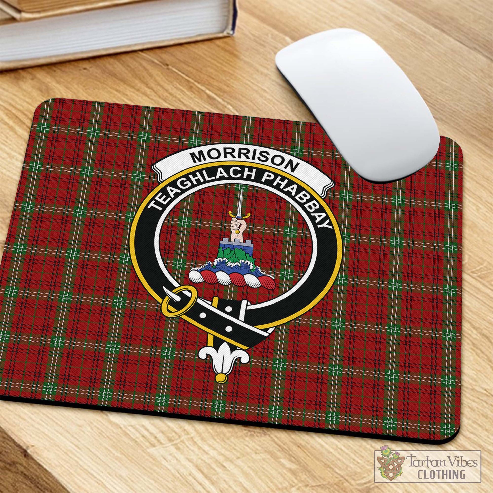 Tartan Vibes Clothing Morrison Tartan Mouse Pad with Family Crest
