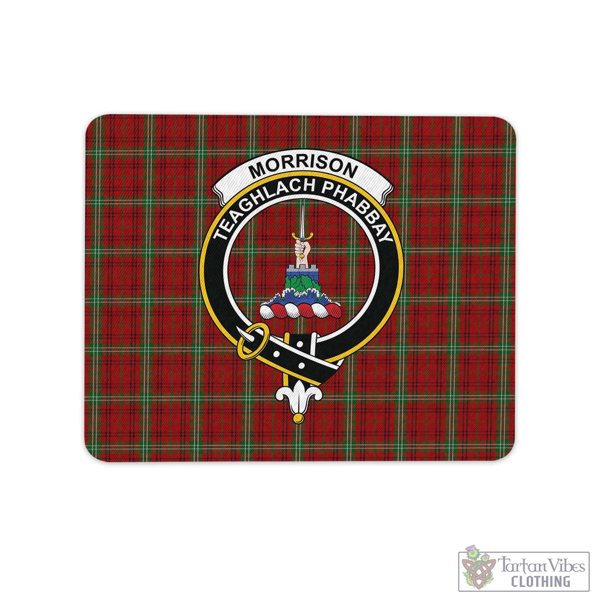 Tartan Vibes Clothing Morrison Tartan Mouse Pad with Family Crest