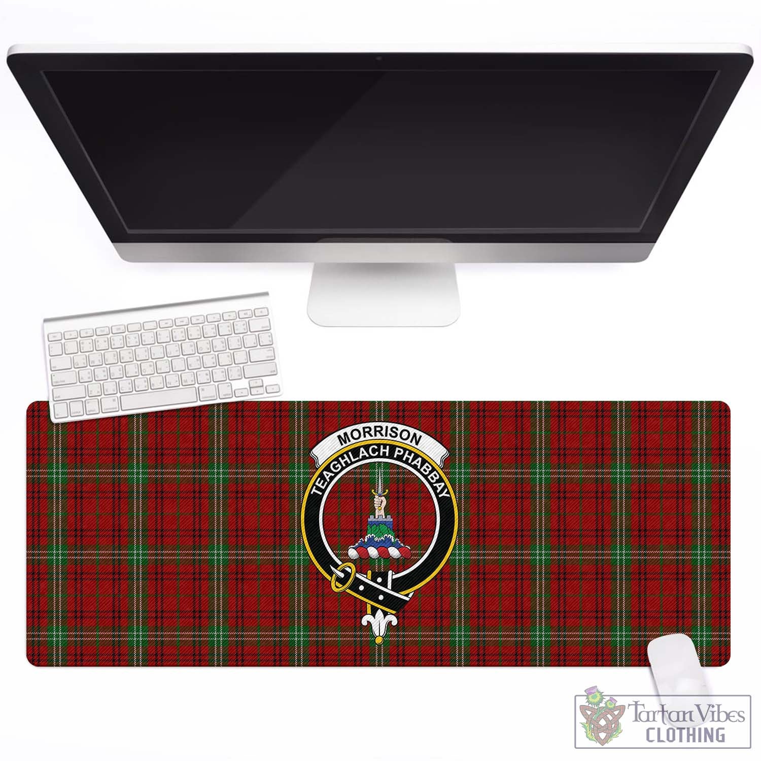 Tartan Vibes Clothing Morrison Tartan Mouse Pad with Family Crest