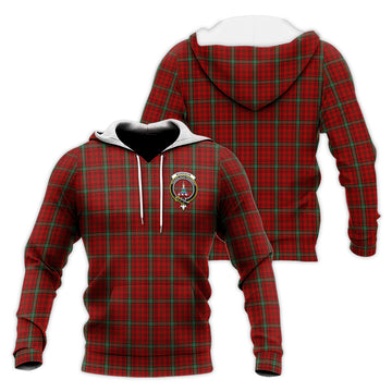 Morrison Red Tartan Knitted Hoodie with Family Crest