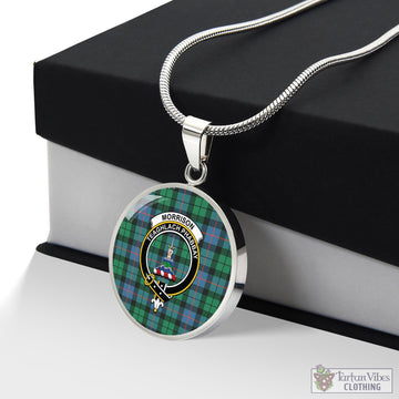 Morrison Ancient Tartan Circle Necklace with Family Crest