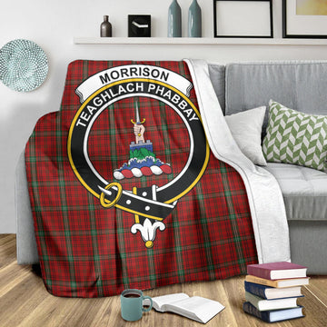 Morrison Red Tartan Blanket with Family Crest