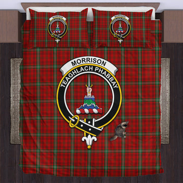 Morrison Red Tartan Bedding Set with Family Crest
