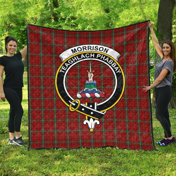 Morrison Red Tartan Quilt with Family Crest