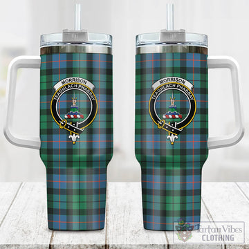 Morrison Ancient Tartan and Family Crest Tumbler with Handle