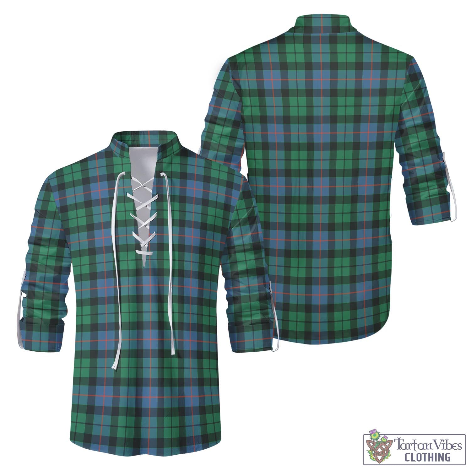 Tartan Vibes Clothing Morrison Ancient Tartan Men's Scottish Traditional Jacobite Ghillie Kilt Shirt