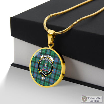 Morrison Ancient Tartan Circle Necklace with Family Crest