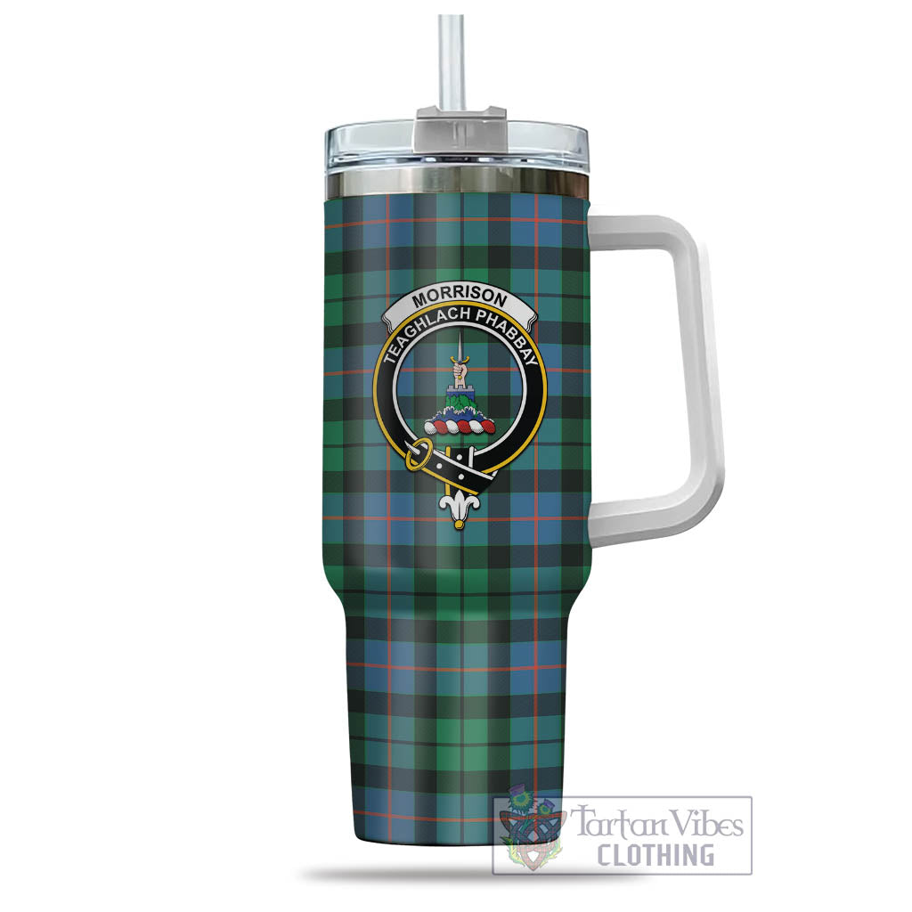 Tartan Vibes Clothing Morrison Ancient Tartan and Family Crest Tumbler with Handle