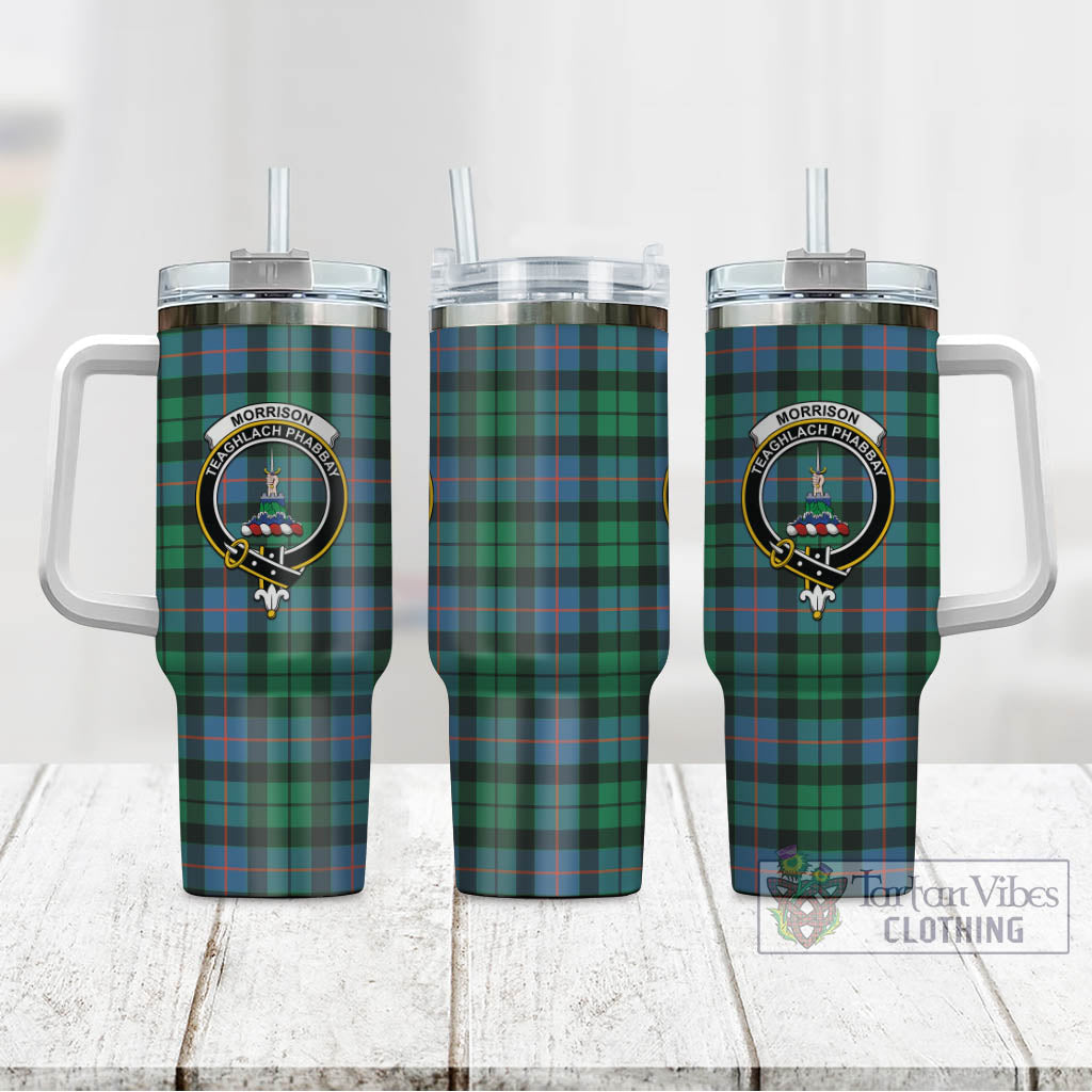 Tartan Vibes Clothing Morrison Ancient Tartan and Family Crest Tumbler with Handle