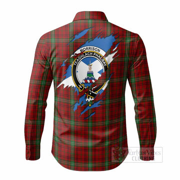 Morrison Clan Crest In Me Tartan Long Sleeve Button Shirts Scotland Flag Style