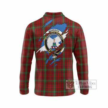 Morrison Clan Crest In Me Tartan Long Sleeve Polo Shirt Scotland Flag Style