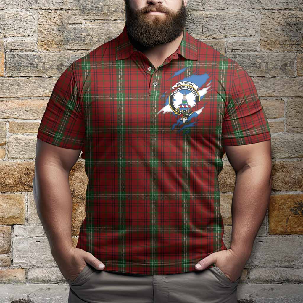 Morrison Clan Crest In Me Tartan Polo Shirt Scotland Flag Style